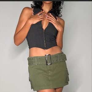Princess Polly Army green cargo style mini skirt